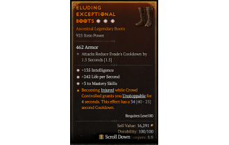 Legendary Boots[Sorcerer | *3 Mastery | *135 INT]