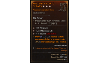 Legendary Boots[Druid | *4 Boulder | *135 WP | *1310 Life]