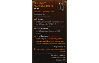 Legendary Boots[Druid | *4 Hurricane | *135 WP]