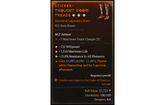 Legendary Boots[*15 ResistAll | *135 WP | *1310 Life]