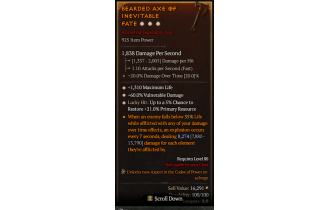 Legendary One-Handed Axe[*21 LH:Res | *60 DMG_Vulnerable | *1310 Life]