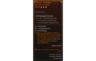 Legendary One-Handed Mace[*45 DMG | *135 STR | *1310 Life]