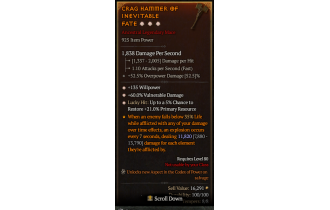 Legendary One-Handed Mace[*21 LH:Res | *60 DMG_Vulnerable | *135 WP]