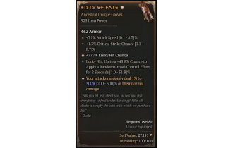 Fists of Fate[*DMG 300 | *77.7 LHC | 1.3 Crit | 7.1 ATKSPD | 45.8 LH:CC]