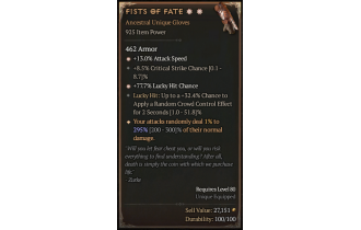 Fists of Fate[*DMG 295 | *77.7 LHC | *13 ATKSPD | 8.5 Crit | 32.4 LH:CC]