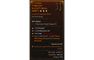 Legendary Boots[Barbarian | *4 Leap | *135 STR | *1310 Life]