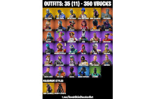 UNIQUE - Royale Knight, Blue Squire  [35 Skins, 350 Vbucks, 16 Axes, 41 Emotes, 28 Gliders and MORE!]