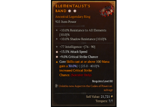 Legendary Ring[*9 Crit | *13.5 ATKSPD | 77 INT]