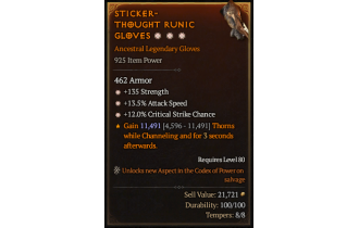 Legendary Gloves[*12 Crit | *13.5 ATKSPD | *135 STR]