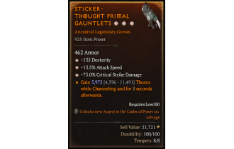 Legendary Gloves[*13.5 ATKSPD | *75 DMG_Crit | *135 DEX]