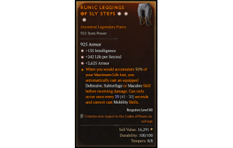 Legendary Pants[*2625 Armor | *135 INT]