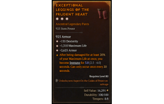 Legendary Pants[*2625 Armor | *135 DEX | *1310 Life]