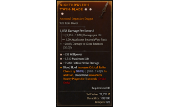 Legendary Dagger[*75 DMG_Crit | *135 WP | *1310 Life]