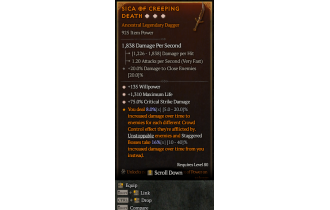 Legendary Dagger[*75 DMG_Crit | *135 WP | *1310 Life]