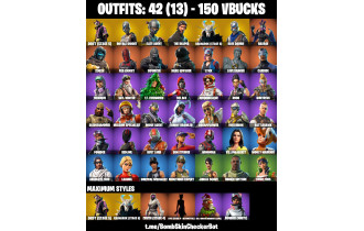 UNIQUE - Royale Knight,  Blue Squire  [42 Skins, 150 Vbucks, 47 Axes, 57 Emotes, 50 Gliders and MORE!]