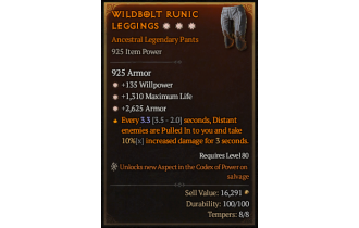 Legendary Pants[*2625 Armor | *135 WP | *1310 Life]