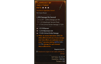 Legendary One-Handed Sword[*75 DMG_Crit | *135 WP | *1310 Life]