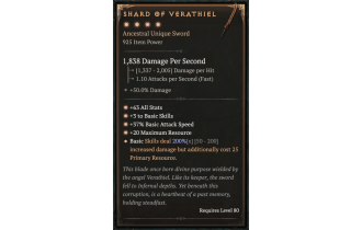 Shard of Verathiel [Max Unique | ⭐️ 4 Greater | Sword | All]