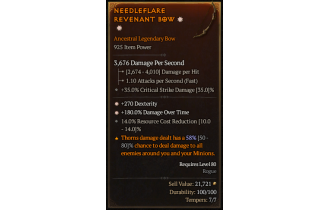 Legendary Bow[*180 DMG_DoT | *270 DEX | 14 RCR]