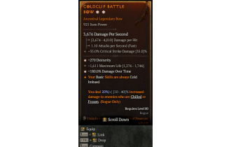 Legendary Bow[*180 DMG_DoT | *270 DEX | 1611 Life]