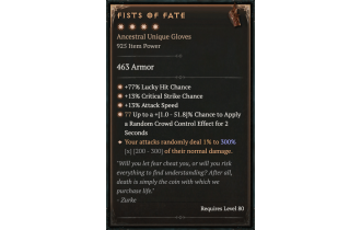 Fists of Fate [Max Unique | ⭐️ 4 Greater | Gloves | All]