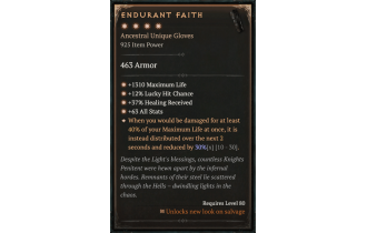 Endurant Faith [Max Unique | ⭐️ 4 Greater | Gloves | All]