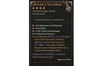 Locran's Talisman [Max Unique | ⭐️ 4 Greater | Amulet | All]