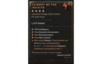 Raiment of the Infinite [Max Unique | ⭐️ 4 Greater | Chest Armor | Sorcerer]