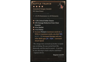 Battle Trance [Max Unique | ⭐️ 4 Greater | Amulet | Barbarian]