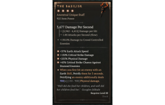 The Basilisk [Max Unique | ⭐️ 4 Greater | Staff | Druid]