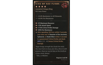 Ring of Red Furor [Max Unique | ⭐️ 4 Greater | Ring | Barbarian]