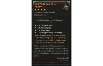 Deathspeaker's Pendant [Max Unique | ⭐️ 4 Greater | Amulet | Necromancer]