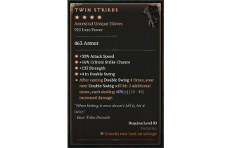 Twin Strikes [Max Unique | ⭐️ 4 Greater | Gloves | Barbarian]