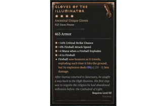 Gloves of the Illuminator [Max Unique | ⭐️ 4 Greater | Gloves | Sorcerer]