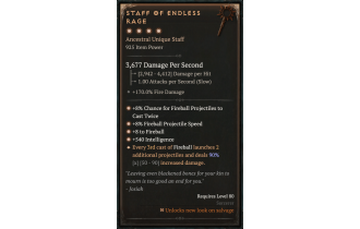 Staff of Endless Rage [Max Unique | ⭐️ 4 Greater | Staff | Sorcerer]