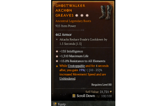 Legendary Boots[*15 ResistAll | *135 INT | *1310 Life]