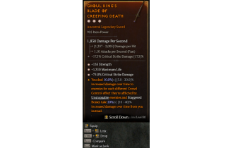 Legendary One-Handed Sword[*75 DMG_Crit | *135 STR | *1310 Life]