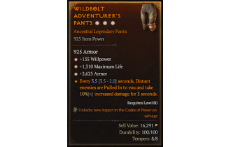 Legendary Pants[*2625 Armor | *135 WP | *1310 Life]