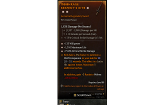 Legendary One-Handed Sword[*75 DMG_Crit | *135 WP | *1310 Life]