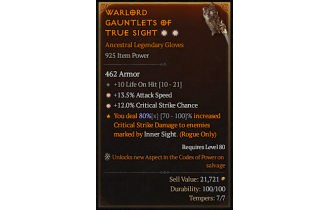 Legendary Gloves[*12 Crit | *13.5 ATKSPD]