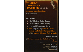 Legendary Gloves[RapidFire | *4 RapidFire | *12 Crit | *75 DMG_Crit]