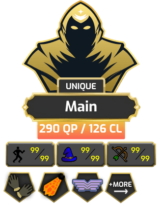 Main | Staker | TTL: 2277 | CL: 126 | QP: 290 [99 AGI, 99 MAGE, 99 RAN, 99 RC, 99 STR, B Gloves, Defender, DS2 + MORE!]