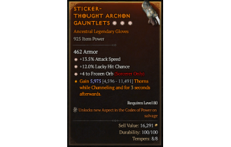 Legendary Gloves[FrozenOrb | *4 FrozenOrb | *13.5 ATKSPD | *12 LHC]