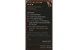 Fists of Fate[*DMG 295 | *77.7 LHC | *13 Crit | *13 ATKSPD | *77.7 LH:CC]