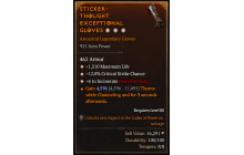 Legendary Gloves[Incinerate | *4 Incinerate | *12 Crit | *1310 Life]