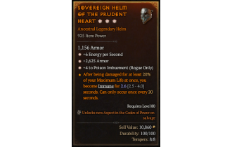 Legendary Helm[Rogue | *4 PoisonImbue | *2625 Armor | *6 ENpS]