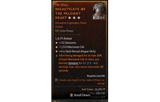 Legendary Chest Armor[Rogue | *4 DarkShroud | *135 DEX | *1310 Life]