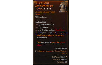 Legendary Chest Armor[Druid | *4 DebilitatingRoar | *2625 Armor | *1310 Life]