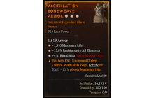 Legendary Chest Armor[Necromancer | *4 BloodMist | *15 ResistAll | *1310 Life]