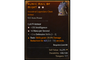 Legendary Chest Armor[*6 MpS | *135 INT | 2 Defensive]